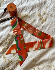 Hermes Brides De Gala Shadow Silk Twilly Scarf Excellent Condition With Box