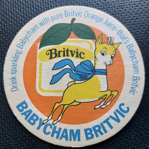 Babycham beer mat - beer, cat
