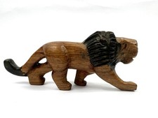 Vintage Wooden Lion Figure