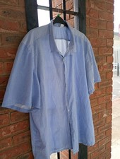 ORIGINAL HMP BRIXTON SHIRT 3 XL Men's Shirt Sleeve Button Up Blue &White Stripe