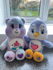 2 Care Bear Plush …one 40th Anniversary Bear 2022 ..one Penguin Cousin 2016