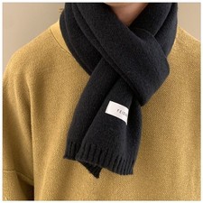 Pure Cashmere Knitted Scarf Winter Warm Premium Neck Scarves Solid Color Shawl 