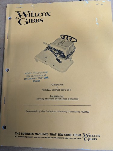 Willcox and gibbs training - willcox,