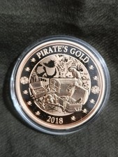 Pirate's Gold 2018. Barbados Twenty Five Cents Coin. 24 Carat Gold Plated. Mint