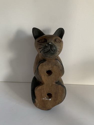 Vintage hand carved wooden cat - vintage,