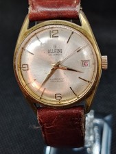 ALLAINE Vintage 1960’s Men’s Automatic Incabloc Swiss 25J Date Gold Dress Watch