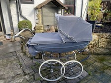 Rare Gray Vintage Silvercross Coach built Pram With Bag & Rain Shield 1950s 60s