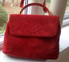 Enny unusual suede red shoulder or handbag 9 x 6 .5 x 3  in excellent condition