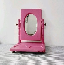 Vibrant Bright Pink Painted Wooden Dressing Table Mirror Rustic Shabby Chic 