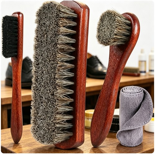 4pcs horsehair shoe brush - 4pcs,
