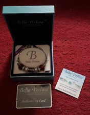 Bella Perlina Silver Tone Bracelet With Black,  Red And White Charms