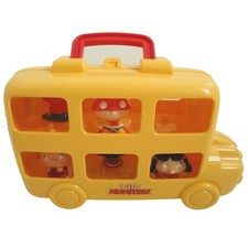 1990s Little Monsters Yellow School Bus Carry Case Toy Figures Splash Tony Garth