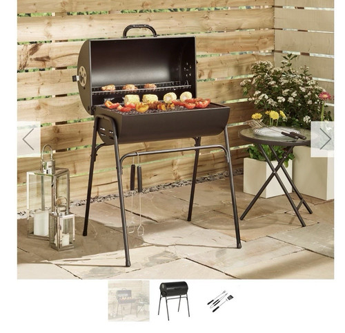 Black steel charcoal barrel - black,