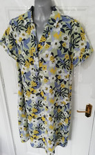 Cotton Traders 8 Light Green Blue Yellow Floral Collared Shirt Dress NEW Pockets