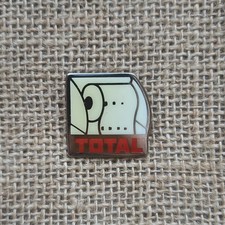 Vintage 1990s TOTAL Oil Petrol Fuel Toilet Roll Funny Promo Pin Badge Brooch
