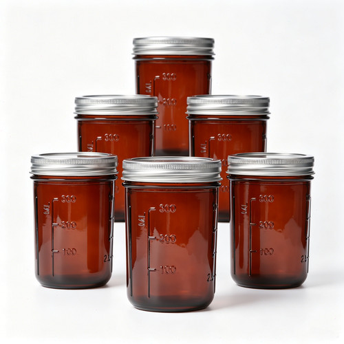 Amber glass mason jars 16oz - glass,