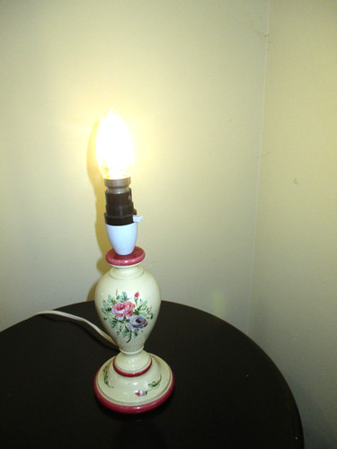 Vintage painted wooden - painted, lamp