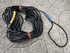 100FT OF 10MM ANCHOR ROPE YARN WEAVE, WITH 10MM  THIMBLE & BOW SHACKLE BLACK