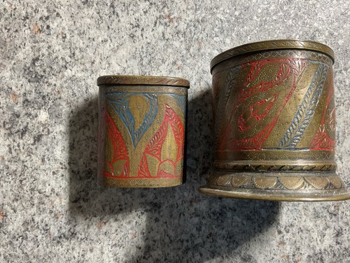 Pair vintage brass - pair, enamel