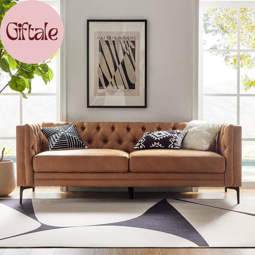 Faux leather sofa couch - 84",