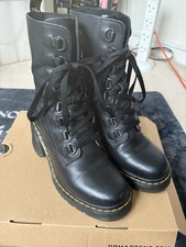 Dr Martens Chesney Black Leather Chunky Block Heeled Boots UK5. 
