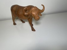 Vintage HAND CARVED WOOD Steer