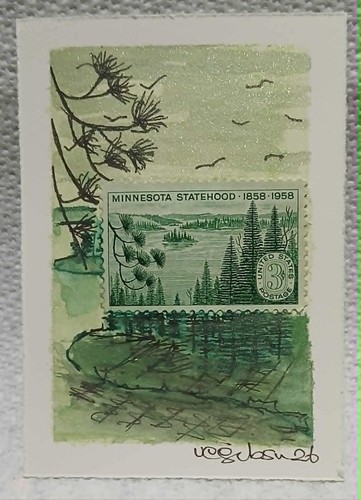 Postal whimsy ooak aceo - whimsy,