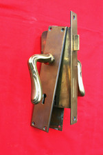 LARGE HEAVY RECLAIMED QUALITY SOLID BRASS MORTICE LOCK & HANDLES