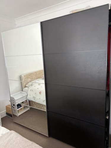 Ikea pax wardrobe black - ikea, black-brown