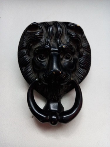 Brass lion head door - brass,