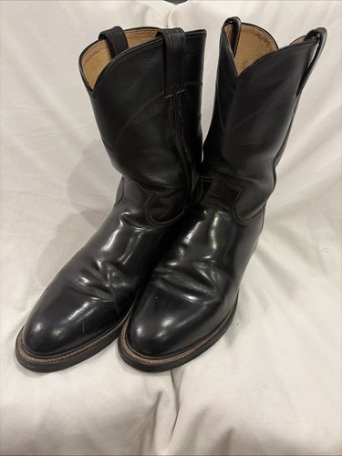 Justin black leather roping - black,