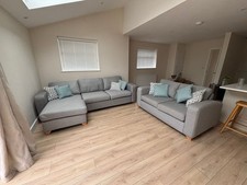 Light grey corner Sofa With Chaise Long And Medium Sofa