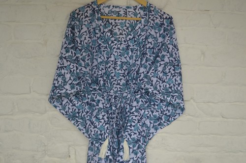 Floral hand print long kaftan - print,