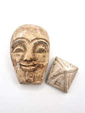 Antique Style Egyptian Stone Carved Head & Pyramid ~ 450g Collectible Decor