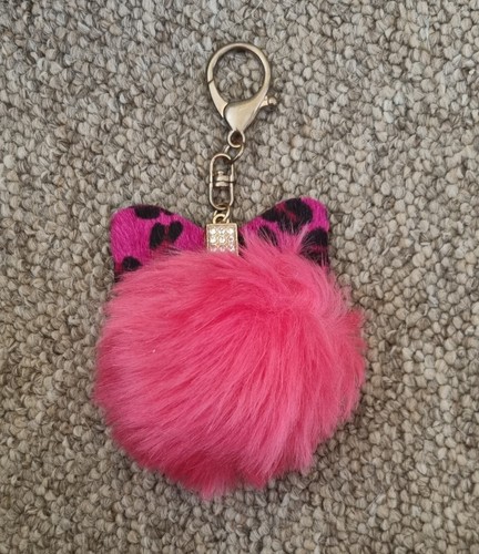 Pink fluffy leopard bow - fluffy,