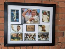 Shane Warne Montage photo frame. 8 pictures. signed. 57 cm length by 67cm width 