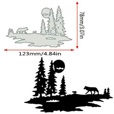 Wolf , Lake , Forest scenery Metal Cutting Die ,Stencils. Embossing , DIY. P 06