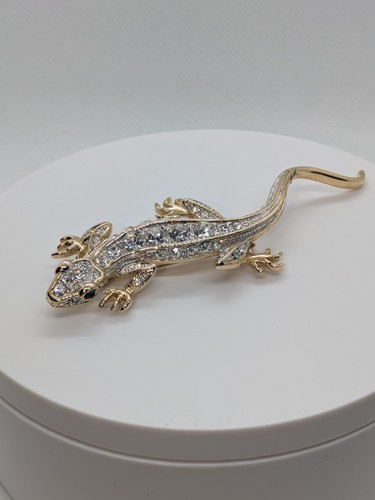 Brooch pin lizard gecko - brooch, gold