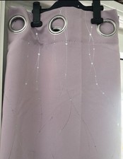 Purple Curtains Silver Detailing Ringlet Lined 44" W x 70" Drop Used