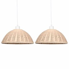Set of 2 Natural Wicker Ceiling Light Shades Pendant Lampshades Easy Fit Rattan