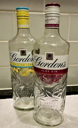 Empty gordon gin bottles - 2, gordon's