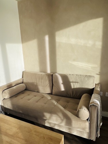 Beige three seater sofa - three, good