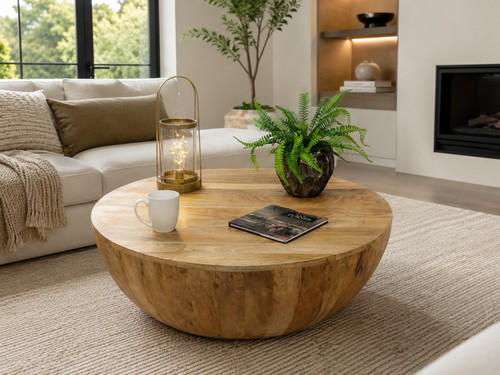 Large round solid wood modern - large,