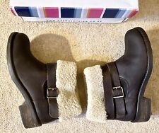 Crew Clothing Brown Leather & Sheepskin Ankle Boots - UK 5 - BRAND NEW