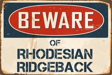 Beware of Rhodesian Ridgeback Metal Sign, Rhodesian Ridgeback Plaque