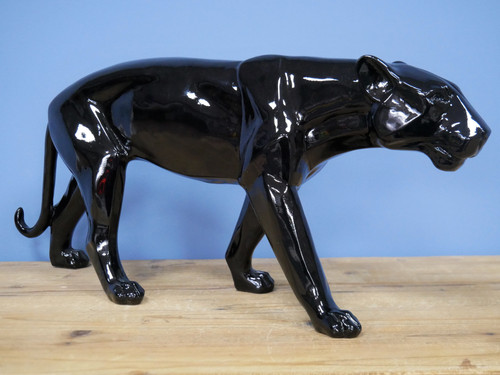 Black gloss leopard ornament - black,