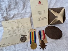 Ww1 medal Trio Group with death plaque