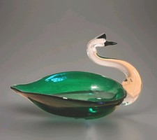 Vintage Glass Swan Mid Century