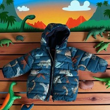 Next Baby Puffer Coat With Dinosaur Print Age 9-12 Months Boy