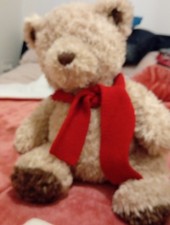 Large Teddy Bear By BHS Brown Scarf Vintage Cute Soft Beige Adorable classic